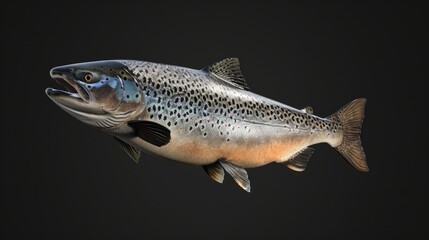Obraz premium Atlantic Salmon in the solid black background