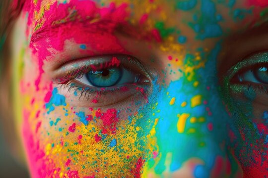 Artistic Eye Makeup with Holi Paint Splashes
