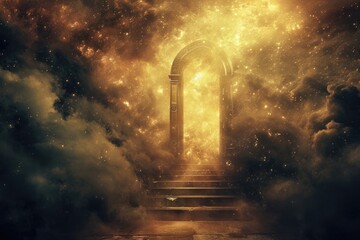 Divine Doorway: Pathway to Celestial Paradise - obrazy, fototapety, plakaty