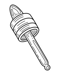 Cosmetic pipette sketch. Hand drawn line art illustration.