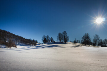 A winter snow hill