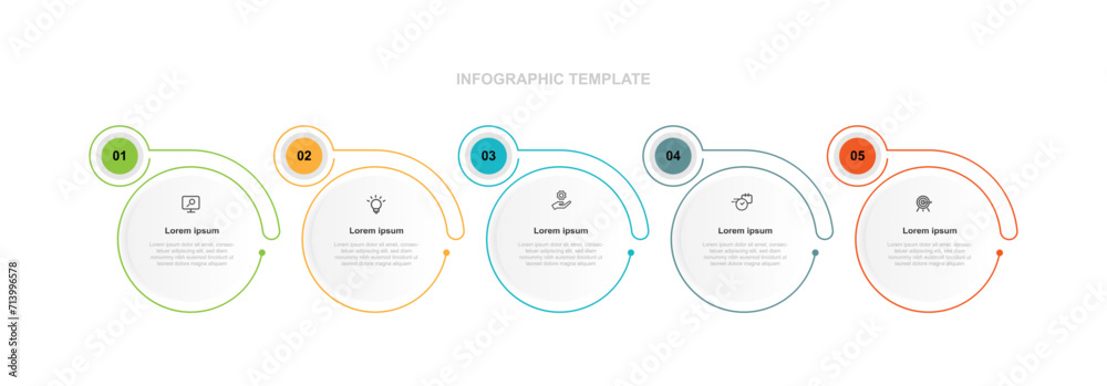 Wall mural design template infographic vector element with 5 step process or option suitable for web presentati