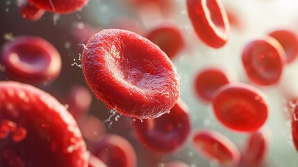 3D illustration electron microscope of red blood cells, Close-up under a microscope in the body. Scientific medical background