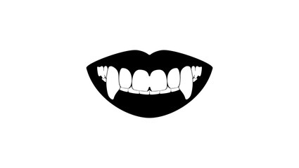 Vampire teeth, black isolated silhouette