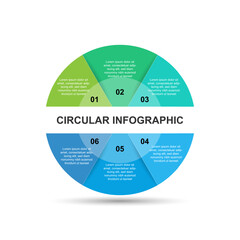 Modern design template infographic vector element with 6 step process or option suitable for web presentation and business information