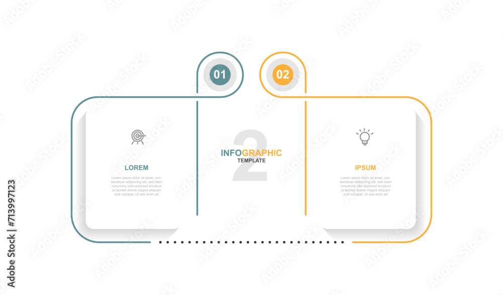 Poster 2 step process infographic vector element with icons suitable for web presentation and business information