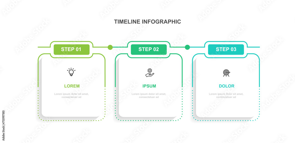 Aufkleber Design template infographic vector element with 3 step process or option suitable for web presentation and business information