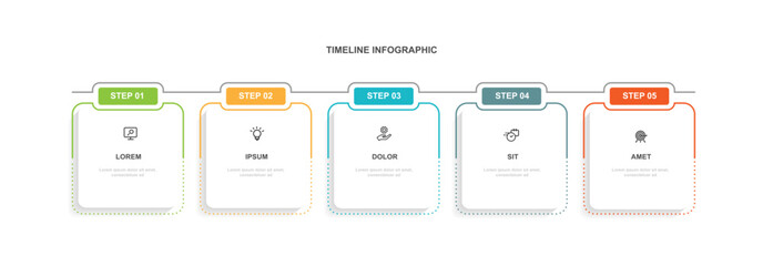 Design template infographic vector element with 5 step process or option suitable for web presentation and business information