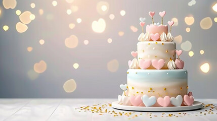 wedding cake with candles - obrazy, fototapety, plakaty
