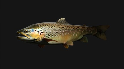 Trout in the solid black background