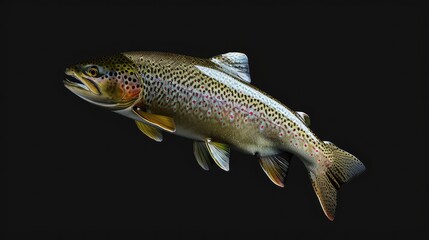 Trout in the solid black background