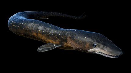 Fototapeta premium Longfin Eel in the solid black background