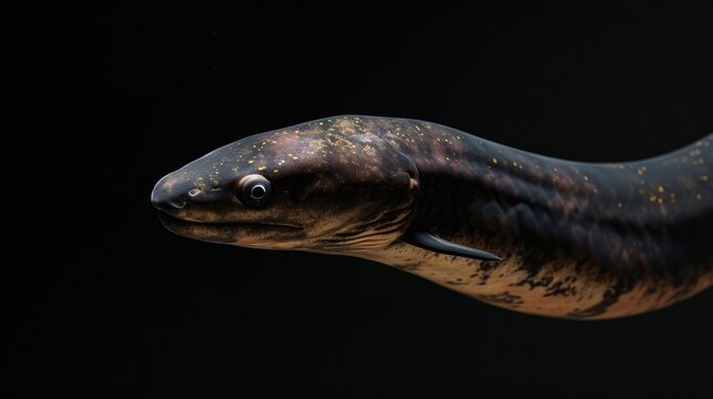Japanese Eel in the solid black background