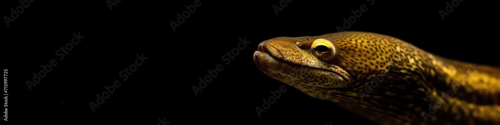 Wall mural Moray Eel in the solid black background