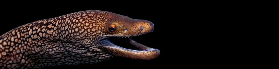 Moray Eel in the solid black background