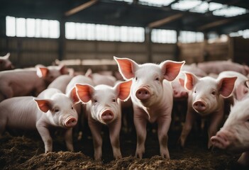 Ecological pigs and piglets at the domestic farm Pigs at factory