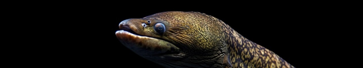 Moray Eel in the solid black background