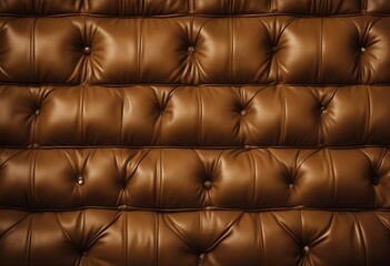 Gold leather upholstery Close-up texture of genuine leather with Brown rhombic stitching Luxury back
