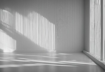 Realistic and minimalist blurred natural light windows shadow overlay on wall paper texture abstract