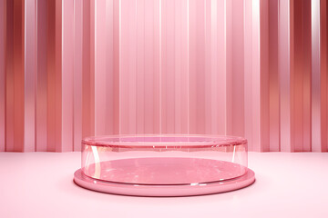 Pink podium 3d illustration background , mock up display with sparkle and glitter for beauty products or holiday event.	
