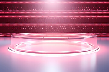 Pink podium 3d illustration background , mock up display with sparkle and glitter for beauty products or holiday event.	
