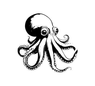 Octopus vintage logo template vector