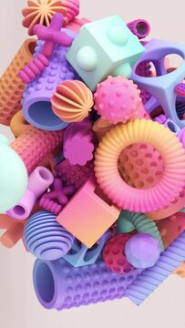4K animation of geometric shapes in motion