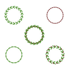 round frames with flowers and leaves