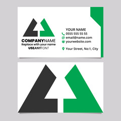Green and Black Business Card Template with Bold Letter U Logo Icon