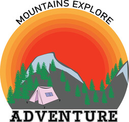 Mountains Explore Adventure T Shirt Design
