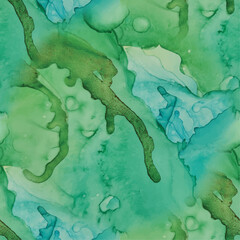 Water Ocean Background. Blue Art Ocean. Sea Subtle Vector Template. Green Elegant Pattern. Green Watercolor Ocean. Sea Abstract Background. Blue Seamless Seamless Canvas. Pale Watercolor Background.