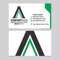 Green and Black Business Card Template with Spiky Letter A Logo Icon