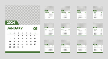 a vector template of 2024 calendar template or mockup design