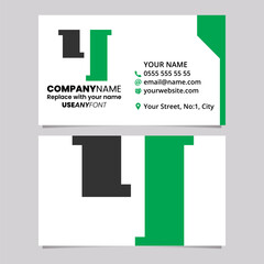 Green and Black Business Card Template with Stamp Shaped Letter Y Logo Icon