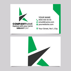 Green and Black Business Card Template with Triangle Letter K Logo Icon