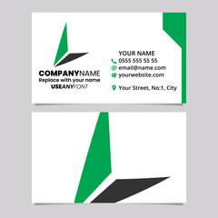 Green and Black Business Card Template with Triangle Letter L Logo Icon