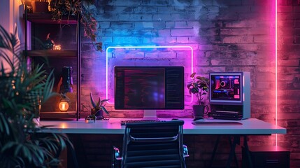 Infuse energy into your workspace with our Neon Glow-in-the-Dark Wall Art, a modern twist on classic neon signs for a vibrant atmosphere.