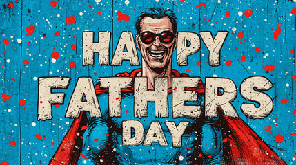 Fathers day concept. Happy Fathers day message in pop art style.
