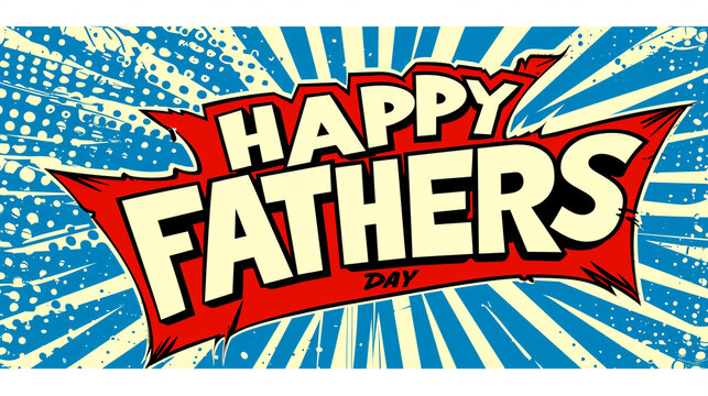 Fathers day concept. Happy Fathers day message in pop art style.