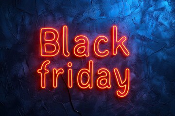 Black Friday neon sale banner glowing with discount offer light in background creative design and illustration for night advertising promotion bright text on retro sign poster business promo template