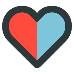 red and blue heart illustration on white background