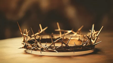 Fotobehang Good Friday, Passion of Jesus Christ. Crown of thorns. Christian holiday of Easter. Crucifixion, resurrection of Jesus Christ. Gospel, salvation. © Anoo