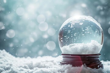 Blank Winter Wonderland Snow Globe with Shimmering Silver Background