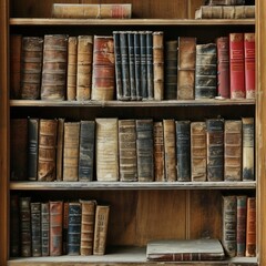 Vintage Library Collection: Old Books displayed on a Bookshelf