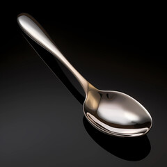 A silver spoon on a black background. Image includes a clipping path.
