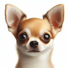 Ears and top of the head of a Chihuahua dog. The dog has large brown ears that point upward. The fur on visible parts is brownish-white, with fine hair detail visible.