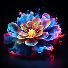 Bluebottle Flower neon Color AI Generated pictures