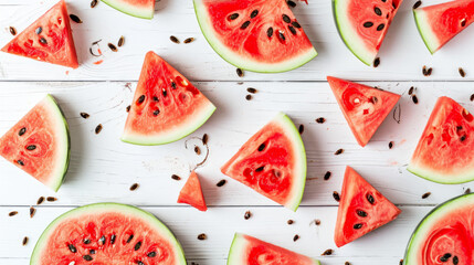 Fresh Watermelon Slices on a Wooden Table - Summer Fruit and Refreshment