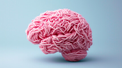 Conceptual Image of a Brain Made of Yarn - Creativity and Mental Health Concept
