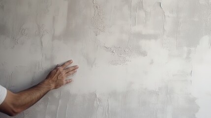 Hands fixing drywall on the wall in a new structure